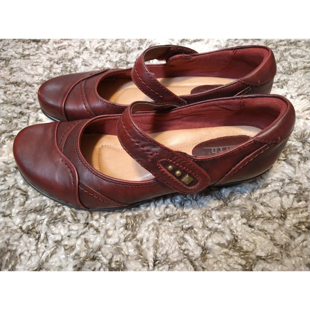 Earth Shoes Clover Bordeaux Mary Janes Womens 7 B Red Leather Shoes Maryjanes - Picture 3 of 10